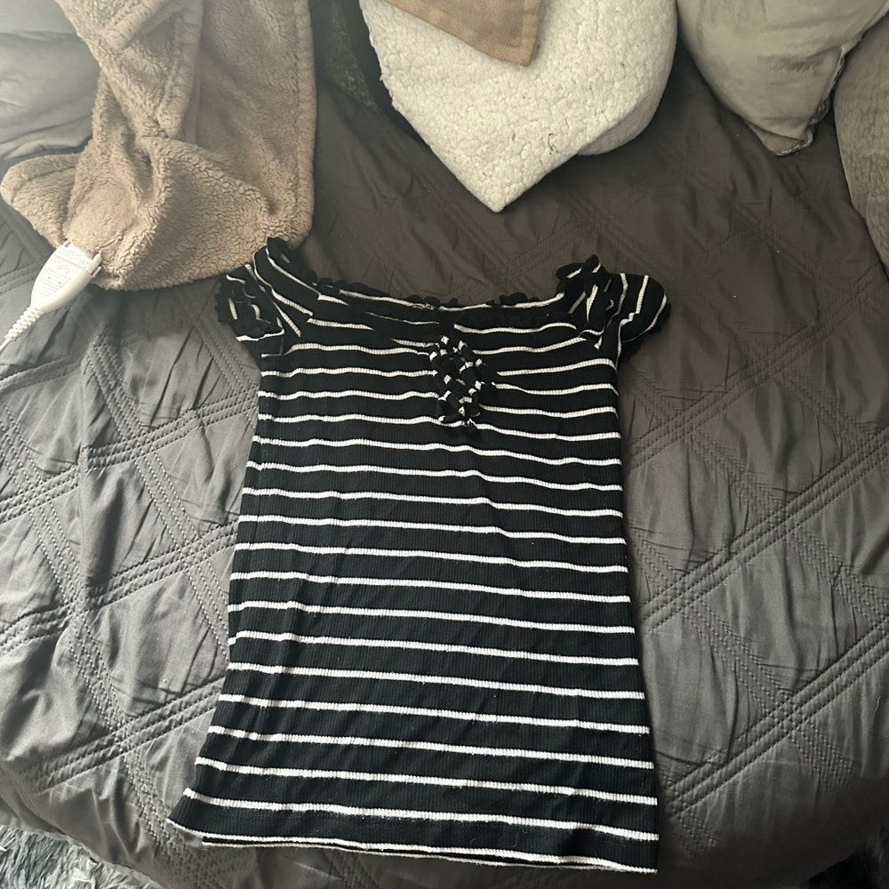 Aeropostale Black and White Striped Top